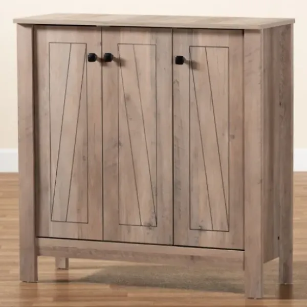 Entryway Furniture-Kirkland's Home Derrique Wash Shoe Storage Cabinet Gray