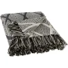 Blankets & Throws-Kirkland's Home Diamond Fringe Throw Black