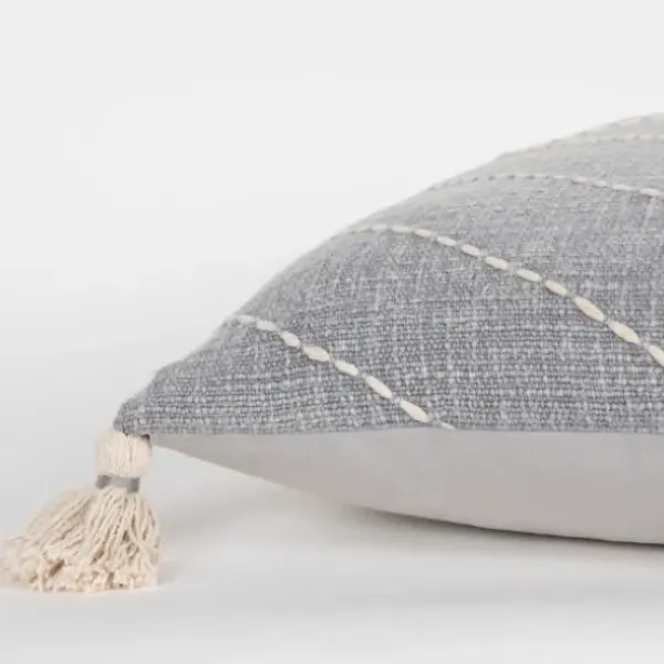 Pillows-Kirkland's Home Diamond Kantha Stitched Throw Pillow Gray
