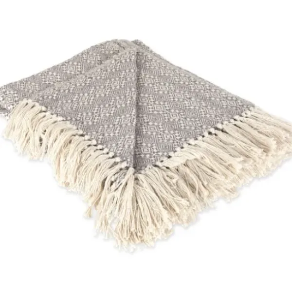Blankets & Throws-Kirkland's Home Diamond Stitched Throw Gray
