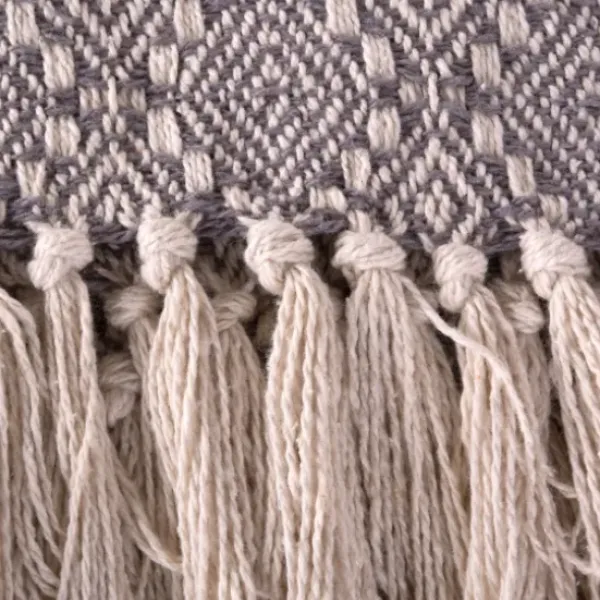 Blankets & Throws-Kirkland's Home Diamond Stitched Throw Gray