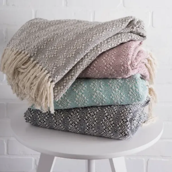 Blankets & Throws-Kirkland's Home Diamond Stitched Throw Gray