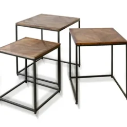 Accent & End Tables-Kirkland's Home Diamond Wood Top Nesting Accent Tables, Set Of 3 Brown