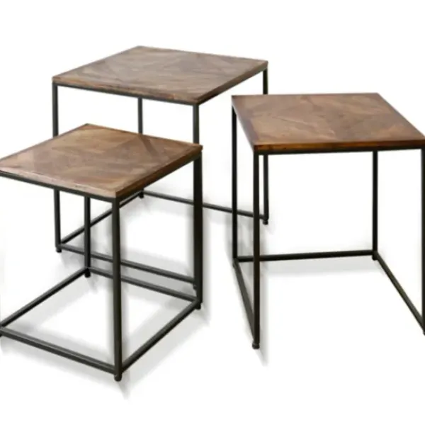 Accent & End Tables-Kirkland's Home Diamond Wood Top Nesting Accent Tables, Set Of 3 Brown