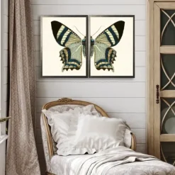 Framed Art-Kirkland's Home Diptych Butterfly Framed Art Print, Set Of 2 Blue/Gray