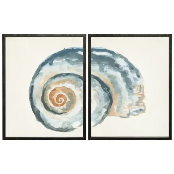 Framed Art-Kirkland's Home Diptych Shell Framed Art Print, Set Of 2 Blue