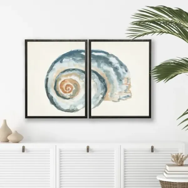 Framed Art-Kirkland's Home Diptych Shell Framed Art Print, Set Of 2 Blue