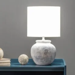 Table Lamps-Kirkland's Home Distressed And Gray Ceramic Table Lamp White