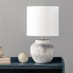 Table Lamps-Kirkland's Home Distressed And Gray Ceramic Table Lamp White
