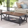 Coffee Tables-Kirkland's Home Distressed Barnwood Coffee Table Black