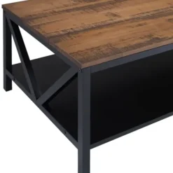 Coffee Tables-Kirkland's Home Distressed Barnwood Coffee Table Black