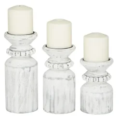 Candle Holders-Kirkland's Home Distressed Beaded Candle Holders, Set Of 3 White
