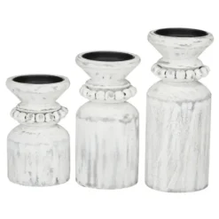 Candle Holders-Kirkland's Home Distressed Beaded Candle Holders, Set Of 3 White