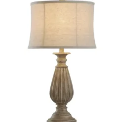 Table Lamps-Kirkland's Home Distressed Brown Spindle Table Lamp Tan