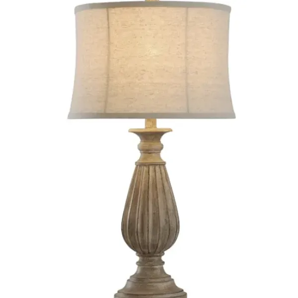 Table Lamps-Kirkland's Home Distressed Brown Spindle Table Lamp Tan