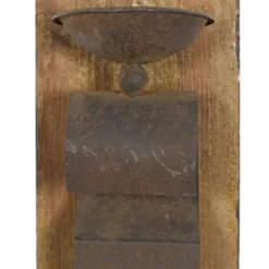 Sconces-Kirkland's Home Distressed Brown Wood Wall Sconces, Set Of 2