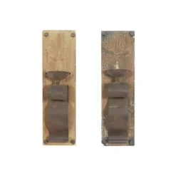 Sconces-Kirkland's Home Distressed Brown Wood Wall Sconces, Set Of 2