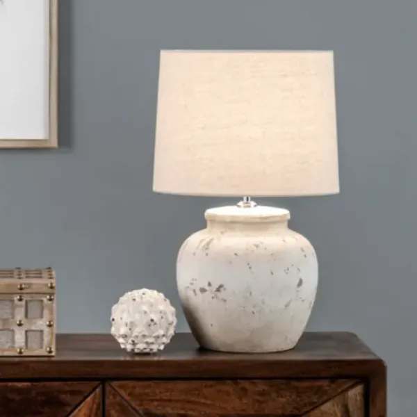 Table Lamps-Kirkland's Home Distressed Ceramic Table Lamp White