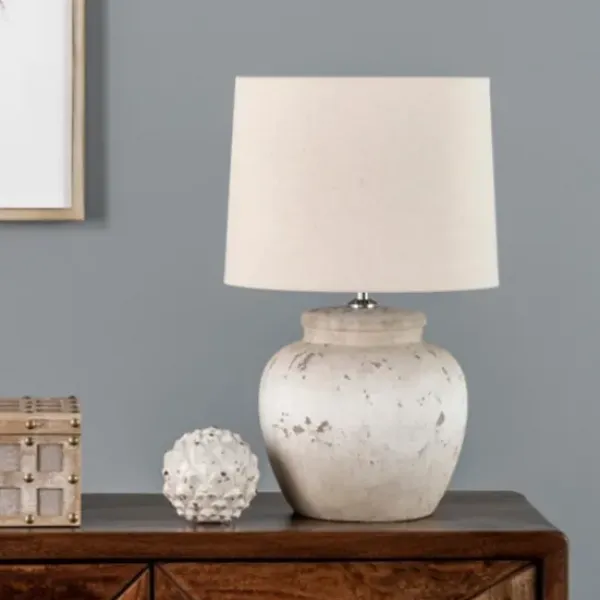 Table Lamps-Kirkland's Home Distressed Ceramic Table Lamp White