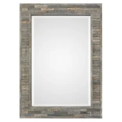 Decorative Mirrors-Kirkland's Home Distressed Charcoal Wooden Wall Mirror