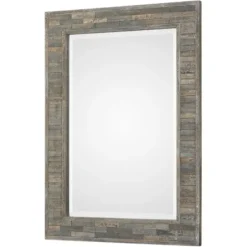 Decorative Mirrors-Kirkland's Home Distressed Charcoal Wooden Wall Mirror