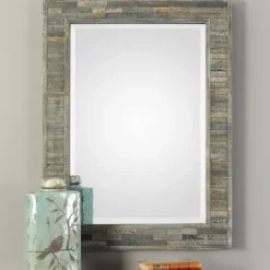 Decorative Mirrors-Kirkland's Home Distressed Charcoal Wooden Wall Mirror