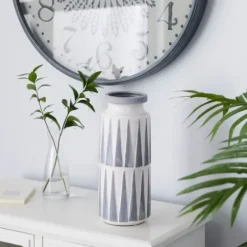 Vases-Kirkland's Home Distressed Cream Foliage Vases, Set Of 2 Ivory