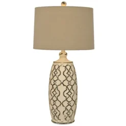 Table Lamps-Kirkland's Home Distressed Cream Lilly Table Lamp Tan