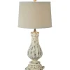 Table Lamps-Kirkland's Home Distressed Cream Resin Table Lamps, Set Of 2 Ivory