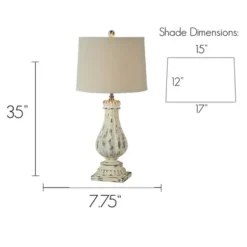 Table Lamps-Kirkland's Home Distressed Cream Resin Table Lamps, Set Of 2 Ivory