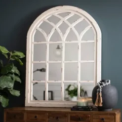 Decorative Mirrors-Kirkland's Home Distressed Cream Sadie Arch Mirror Ivory