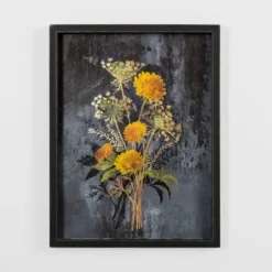 Framed Art-Kirkland's Home Distressed Dandelion Framed Art Print Black/Yellow