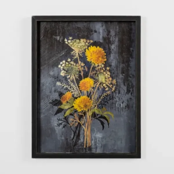 Framed Art-Kirkland's Home Distressed Dandelion Framed Art Print Black/Yellow