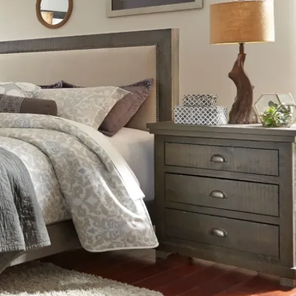 Nightstands-Kirkland's Home Distressed Dark Wooden Willow Nightstand Gray