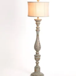 Floor Lamps-Kirkland's Home Distressed Eloise Floor Lamp Ivory