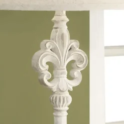 Floor Lamps-Kirkland's Home Distressed Fleur-De-Lis Floor Lamp Tan
