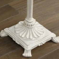 Floor Lamps-Kirkland's Home Distressed Fleur-De-Lis Floor Lamp Tan