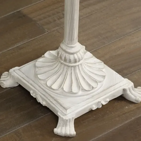 Floor Lamps-Kirkland's Home Distressed Fleur-De-Lis Floor Lamp Tan