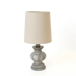 Table Lamps-Kirkland's Home Distressed Gray Baluster Mini Table Lamp Tan
