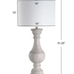 Table Lamps-Kirkland's Home Distressed Ivory Faux Wood Table Lamps, Set Of 2 White