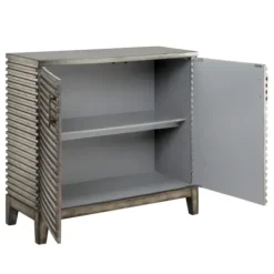 Cabinets & Sideboards-Kirkland's Home Distressed Linear 2-Door Wooden Chest Gray