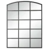 Decorative Mirrors-Kirkland's Home Distressed Metal Windowpane Arched Mirror Black
