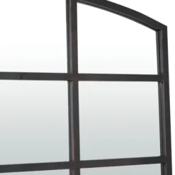 Decorative Mirrors-Kirkland's Home Distressed Metal Windowpane Arched Mirror Black