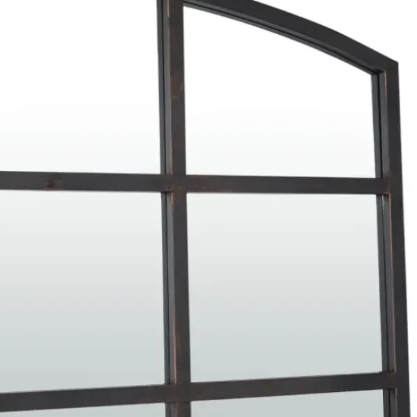 Decorative Mirrors-Kirkland's Home Distressed Metal Windowpane Arched Mirror Black