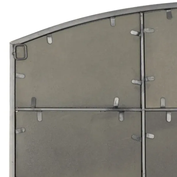 Decorative Mirrors-Kirkland's Home Distressed Metal Windowpane Arched Mirror Black