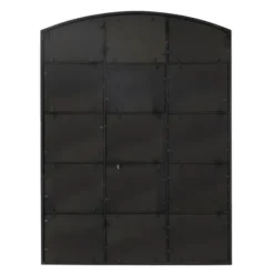 Decorative Mirrors-Kirkland's Home Distressed Metal Windowpane Arched Mirror Black