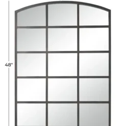 Decorative Mirrors-Kirkland's Home Distressed Metal Windowpane Arched Mirror Black