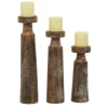 Candle Holders-Kirkland's Home Distressed Mocha Mango Wood Candlesticks, Set Of 3 Brown