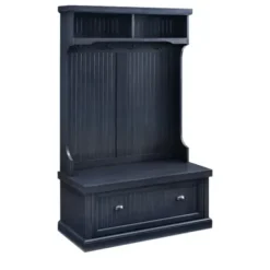 Entryway Furniture-Kirkland's Home Distressed Navy Seanan Storage Hall Tree