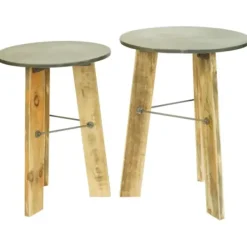 Accent & End Tables-Kirkland's Home Distressed Recycled Wood 2-Pc. Accent Table Set Brown